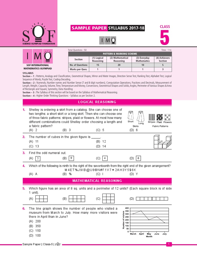 Imo Sample Paper Class-5 | PDF | Pattern | Shape