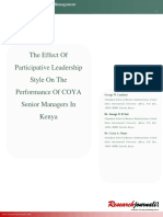 The Effect of Participative Leadership Style On The Performance of COYA Senior Managers in Kenya