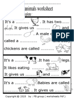 Farm Animals Worksheet: Look, Read and Complete