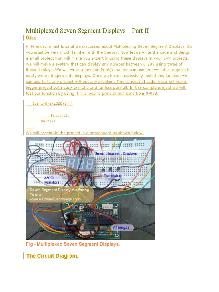 Multiplexing Seven Segment Displays Guide | PDF | Software Engineering ...