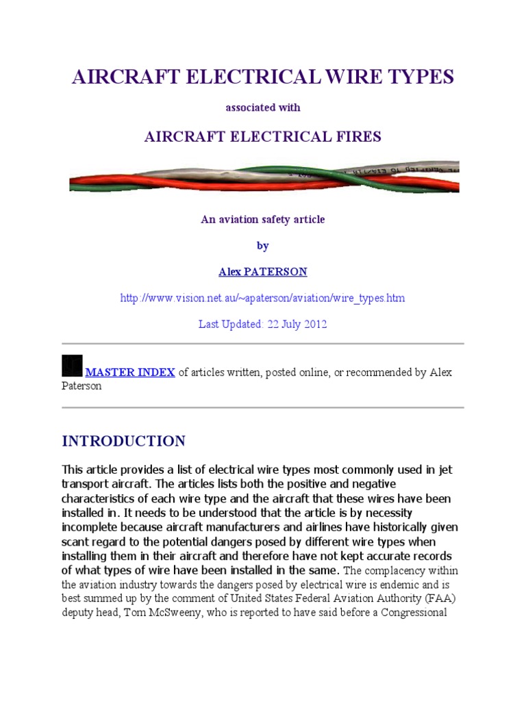 Aircraft Electrical Wire Types PDF Electrical Wiring Federal