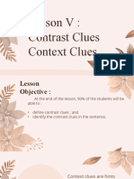 Lesson V: Contrast Clues Context Clues