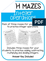 Integer Operations: Math Mazes