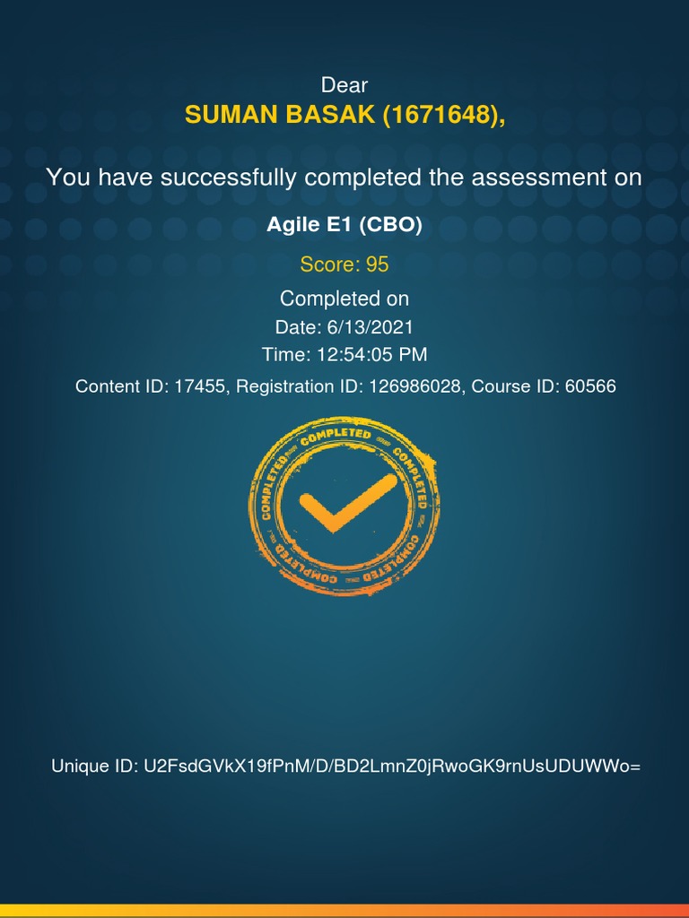 Agile E1 (CBO) Completion Certificate | PDF