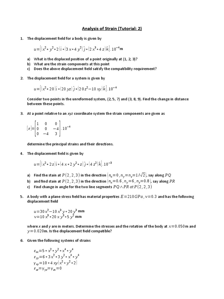 Strain Analysis and Displacement Fields | PDF | Stress (Mechanics ...