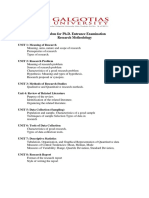 Syllabus For Ph.D. Entrance Examination Research Methodology