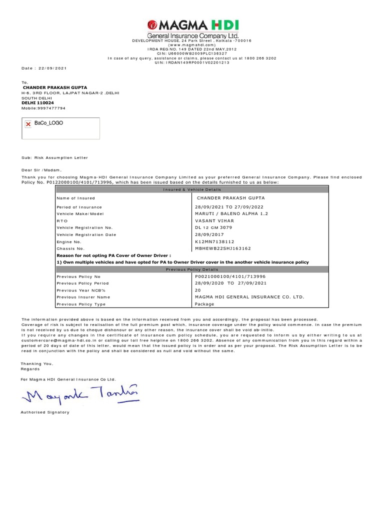 Soft Policy Copy of Policy No. P0122000100 - 4101 - 713996 | PDF ...
