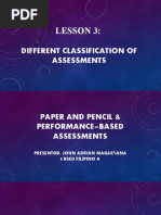 Lesson 3 (Different Classification of Assessment)