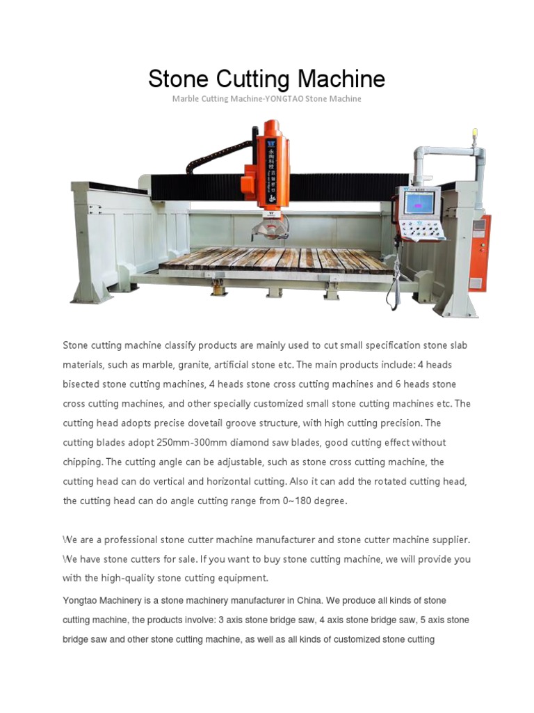 Customized Stone Cutting Machines by Yongtao | PDF