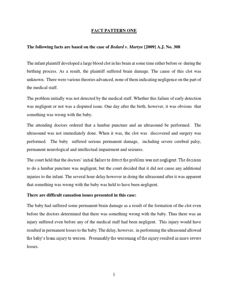 Fact Patterns Paper | PDF | Negligence | Tort