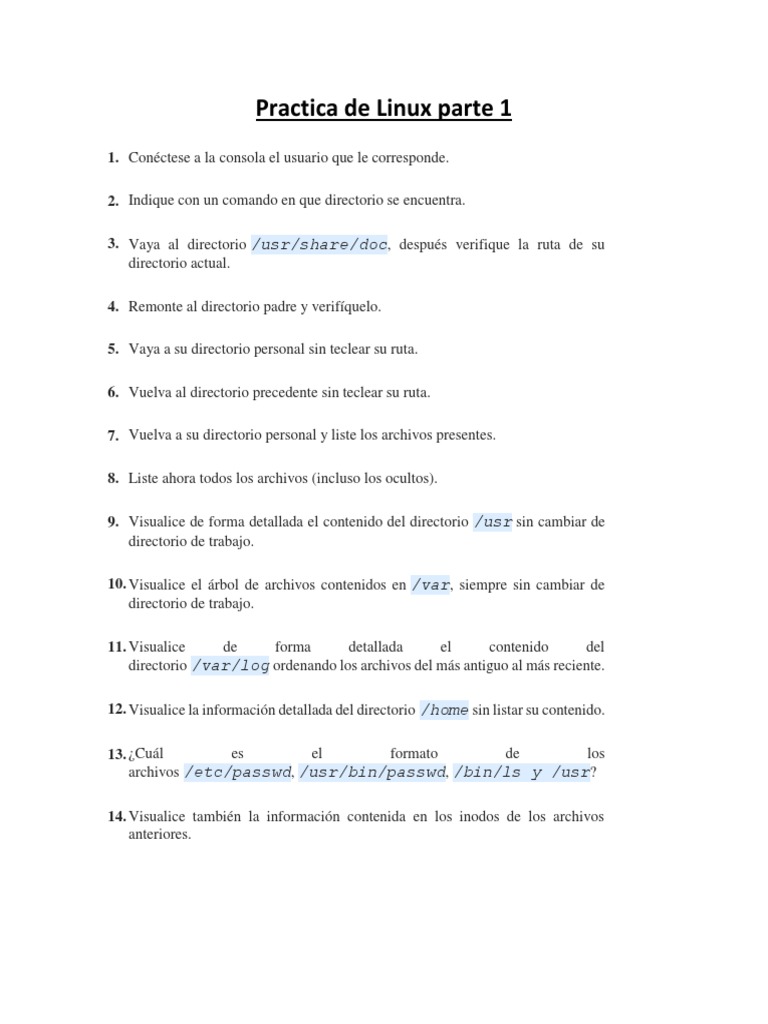 Practica de Linux Parte 1 y 2 | PDF | Archivo de computadora ...
