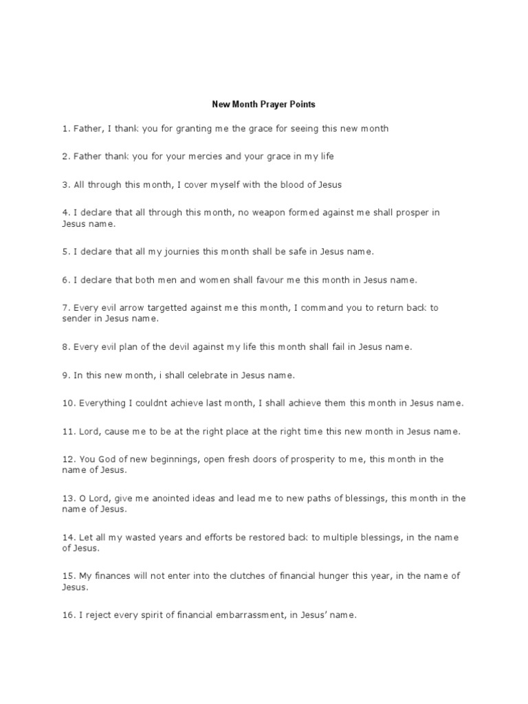 New Month Prayer Points By Evangelist Joshua