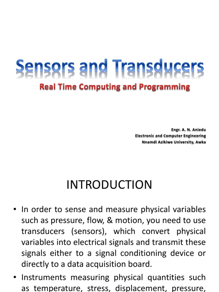 Sensors and Transducers Real Time Computing and Programming Sensors