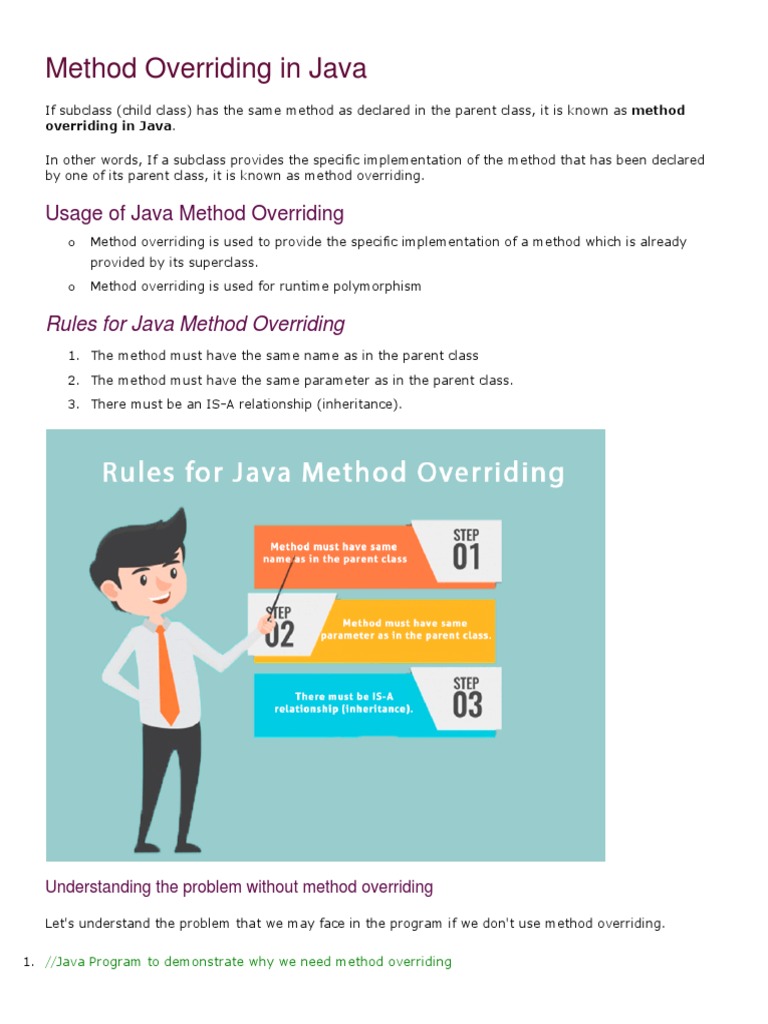 Method Overriding in Java | PDF | Inheritance (Object Oriented ...