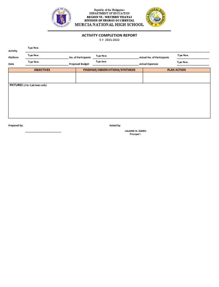 Activity Completion Report: Murcia National High School | PDF