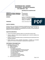 Programa Materiales de Construcción I-2021