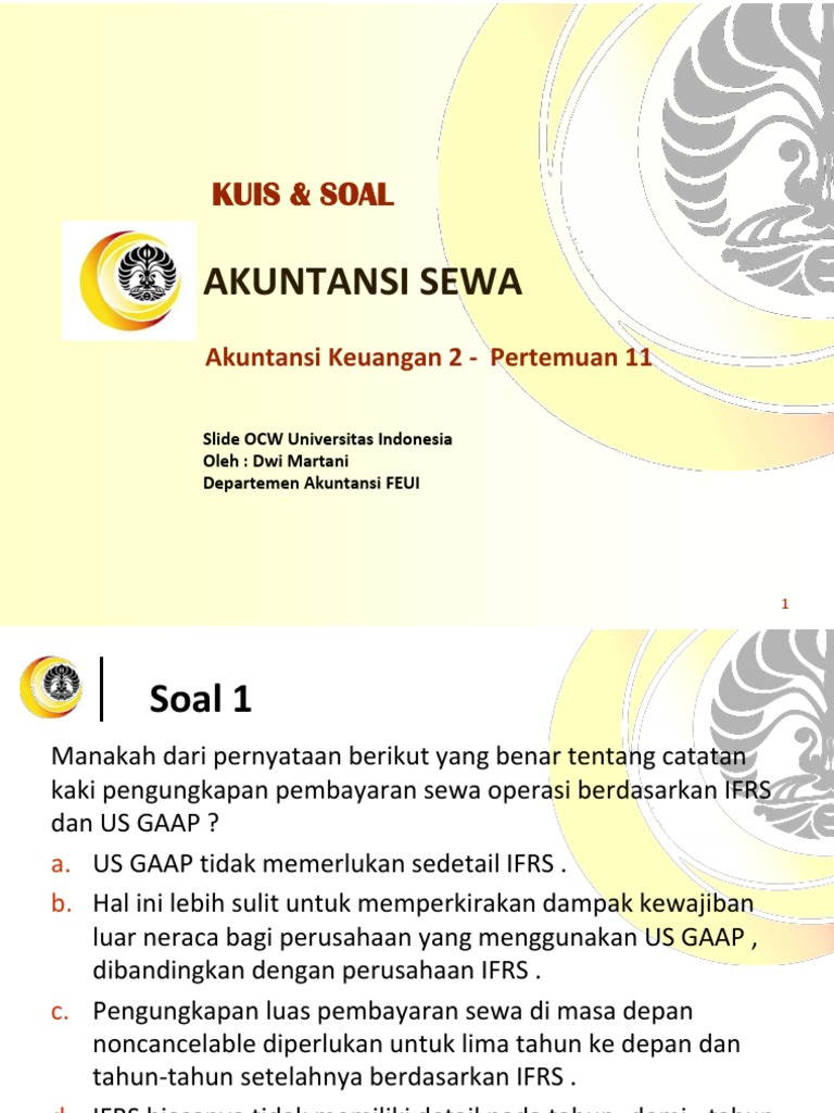 Akuntansi Sewa: Kuis dan Soal FEUI | PDF