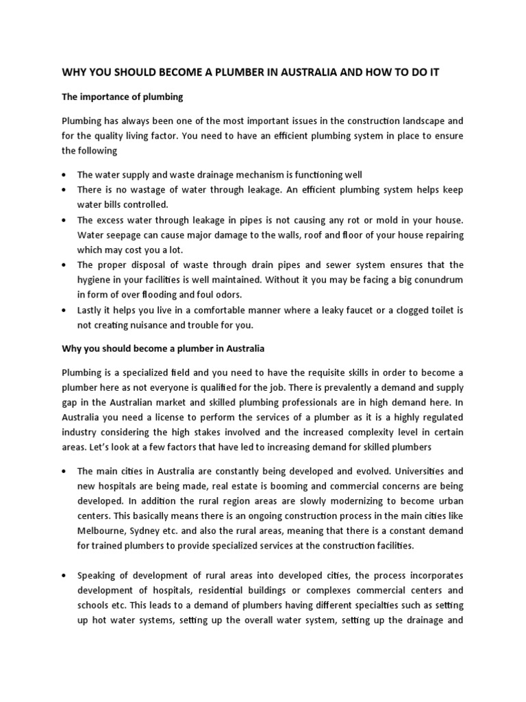 Plumbing in Australia | PDF | Plumbing | Apprenticeship