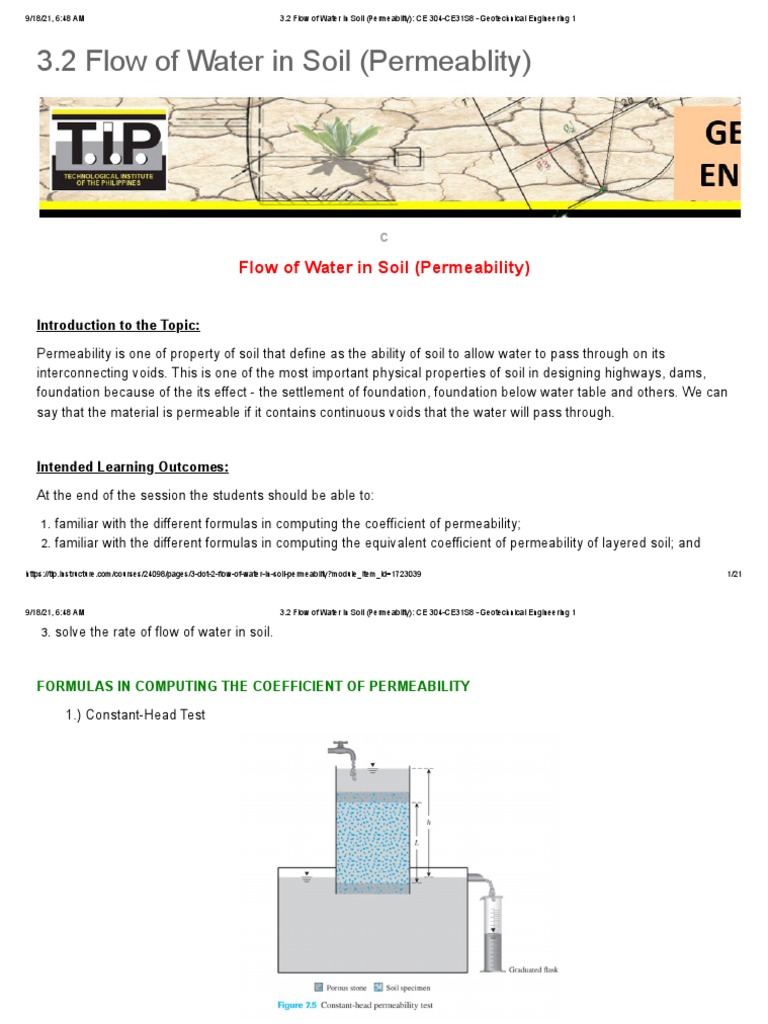 Coefficient of Permeability in Soils | PDF | Geotechnical Engineering ...