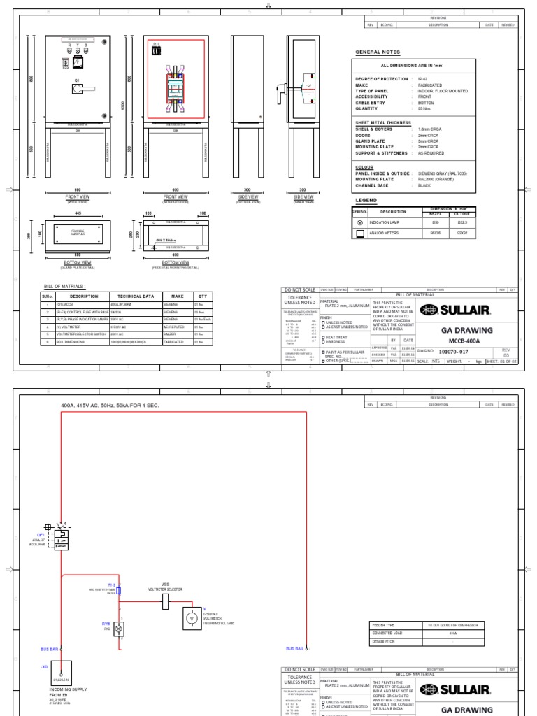 Electrical GA Drawing for MCCB-400A | PDF | Electric Power | Electrical ...