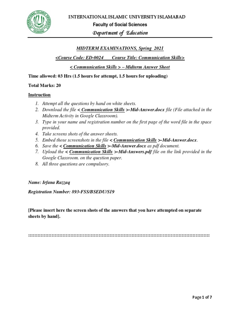 Communication Skills Midterm Exam Guide | PDF | Screenshot | Software ...