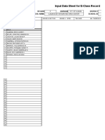 Input Data Sheet For E-Class Record: Region Division District School Name School Id