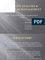 Security Analysis & Portfolio Management: TOPIC-Empirical Tests of EMH & Negative Evidence of EMH