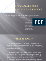 Empirical tests of EMH & negative evidence