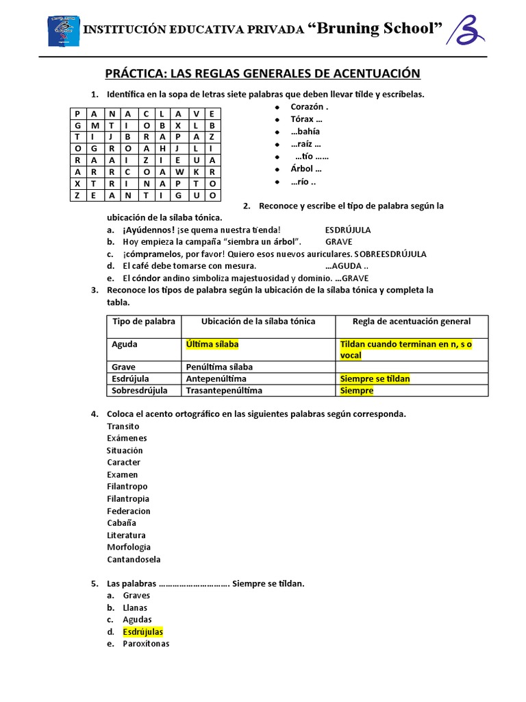 Reglas de Acentuación y Ejercicios | PDF | Escritura latina | Idiomas