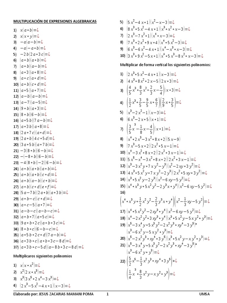4.multiplicación y Division de Expresiones Algebraicas | PDF | División ...