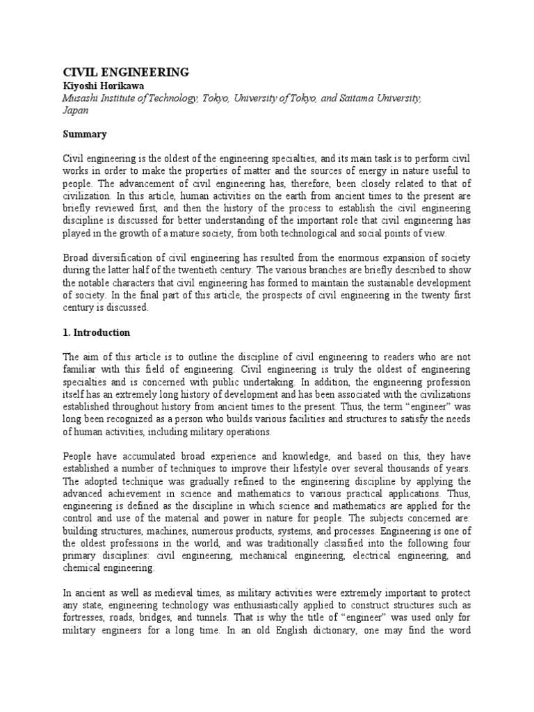 History and Future of Civil Engineering | PDF | Engineering | Civil ...