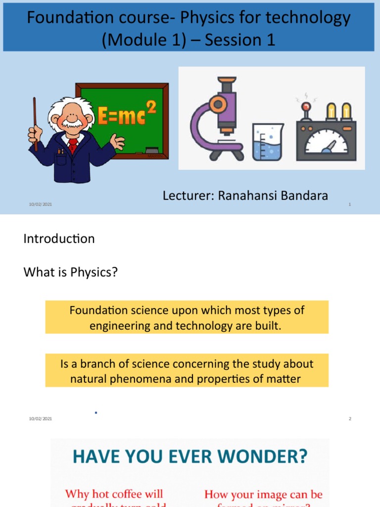 Foundation Course-Physics For Technology (Module 1) - Session 1 | PDF ...