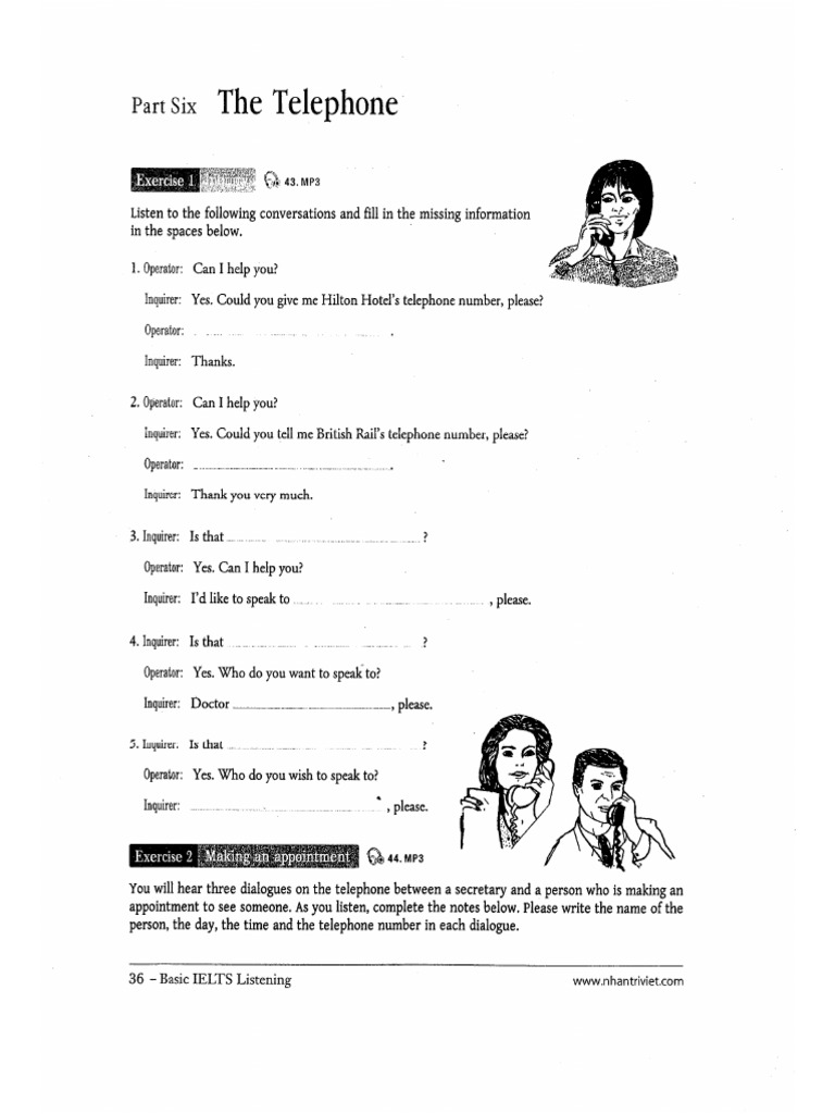 Lis 8 - Telephone - Exercise 1,2,3 | PDF