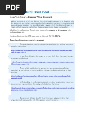 GRE Issue & argument Pool (prepscholar)