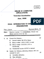 Cs-64: Introtruct - On To Computeb Organisation: Bachelor in Computer Appucations Term-End Examination June. 2oo8