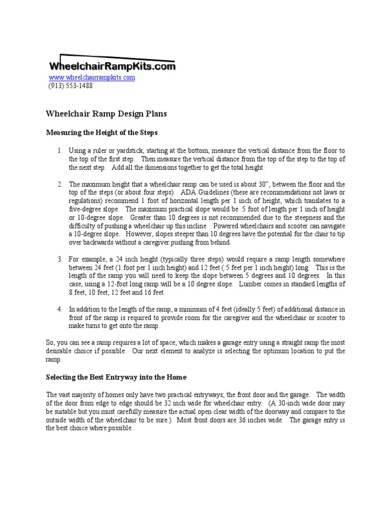Wheelchair Ramp Design Plans: Measuring The Height of The Steps | PDF ...