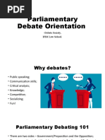 Parliamentary Debate Orientation: - Debate Society, IFIM Law School