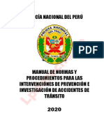 Manual de Normas y Procedimientos Para Las Intervenciones de Prevencion e Investigacion de Accidentes de Transito 2020 LP