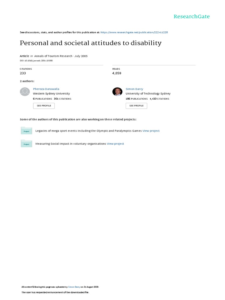 Personal And Societal Attitudes To Disability Pdf Attitude