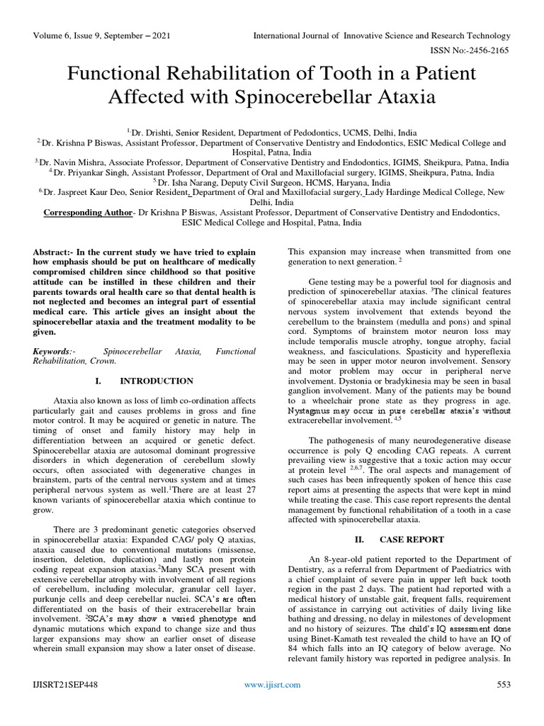 Tooth Rehabilitation in Ataxia Patient | PDF | Cerebellum ...