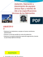 Instalación, Operación y Mantenimiento de Equipos Mecánicos de Acuerdo Alas Especificaciones Del Fabricante