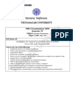 Vidyasagar University: MBA Examinations 2020 Semester IV