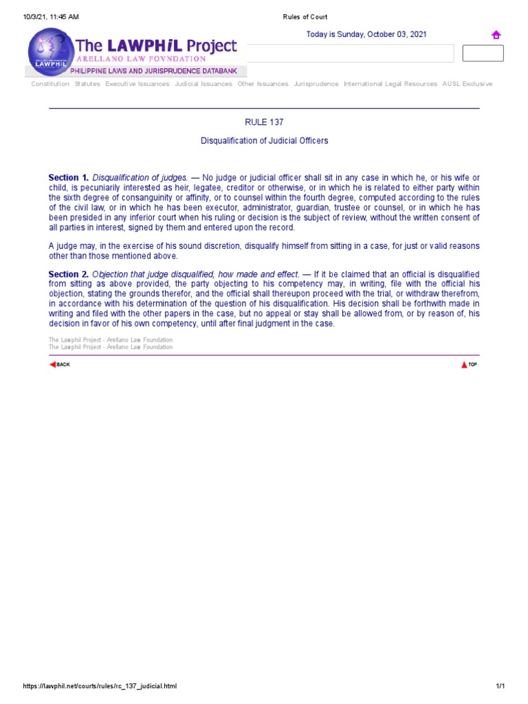 Disqualification of Judicial Officers | PDF