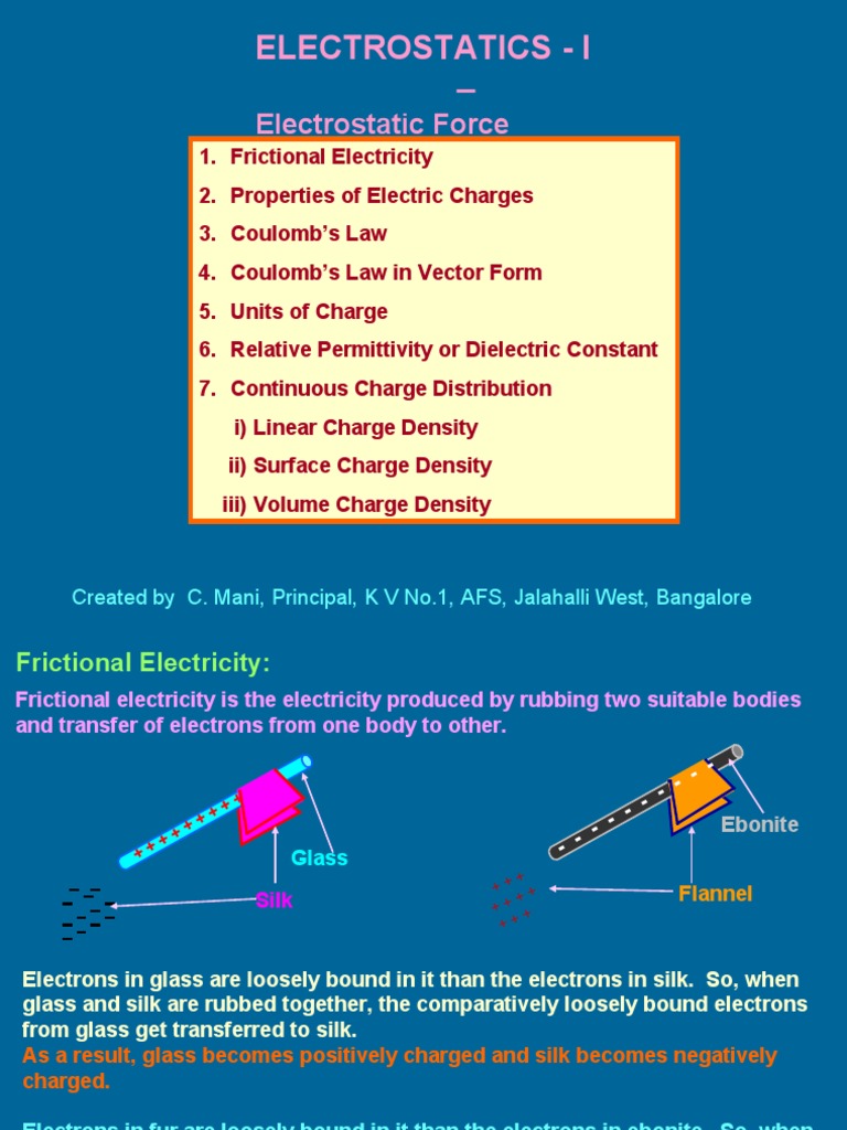 Electrostatics - I - : Electrostatic Force | PDF | Electric Charge ...