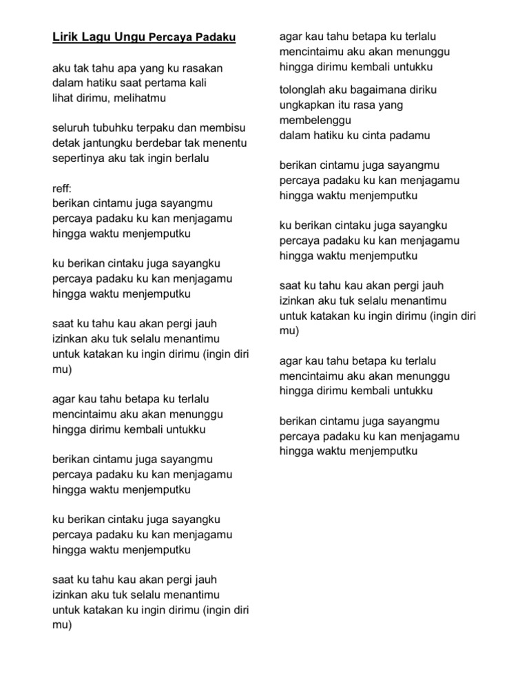 Lirik Lagu Ungu Percaya Padaku