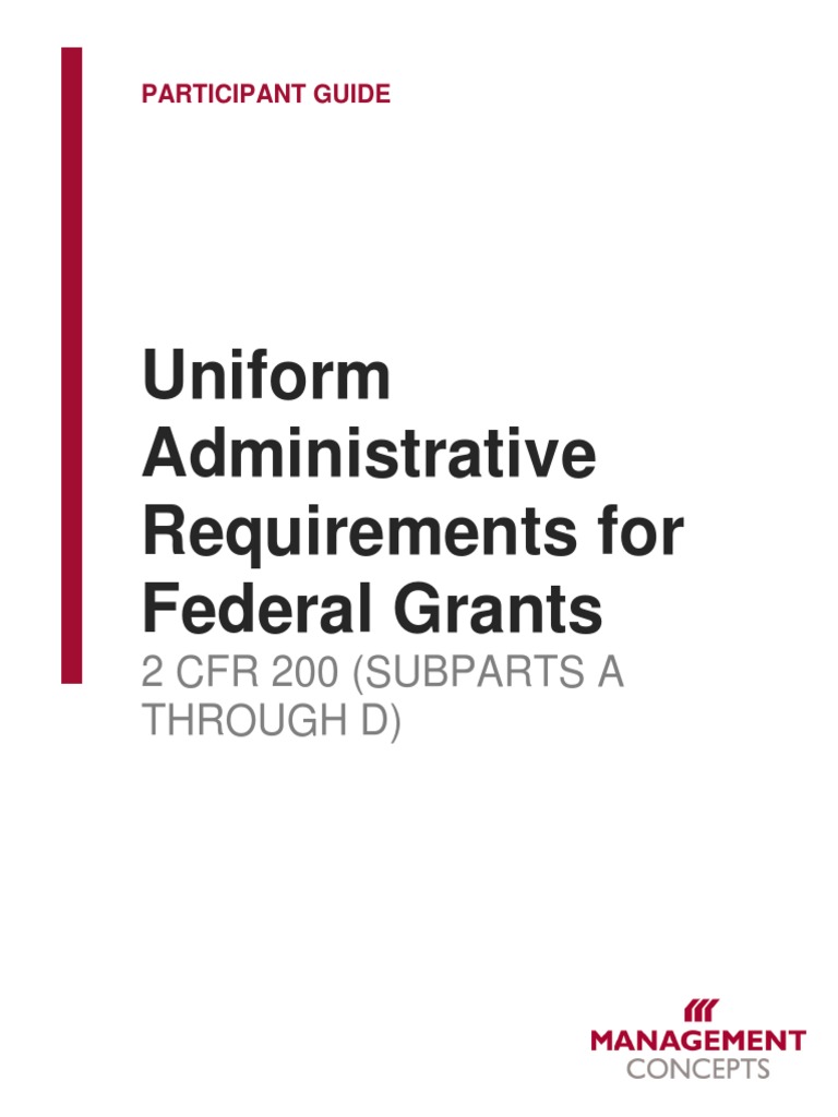 Uniform Admin Requirements For Federal Grants PDF Office Of