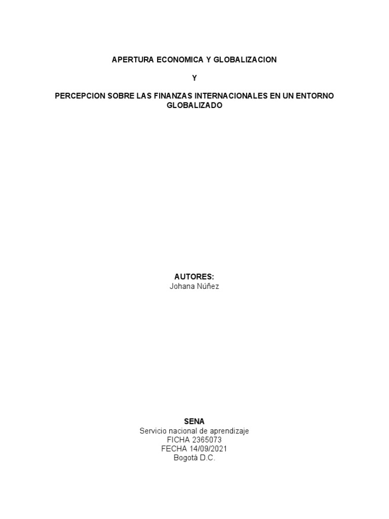 Impacto de la Globalización en Finanzas | PDF