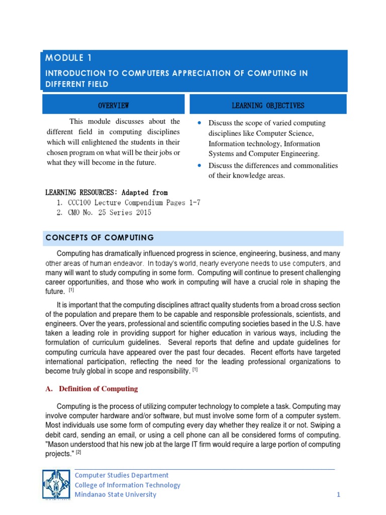 Introduction to Computing Disciplines | PDF | Computing | Computer Science