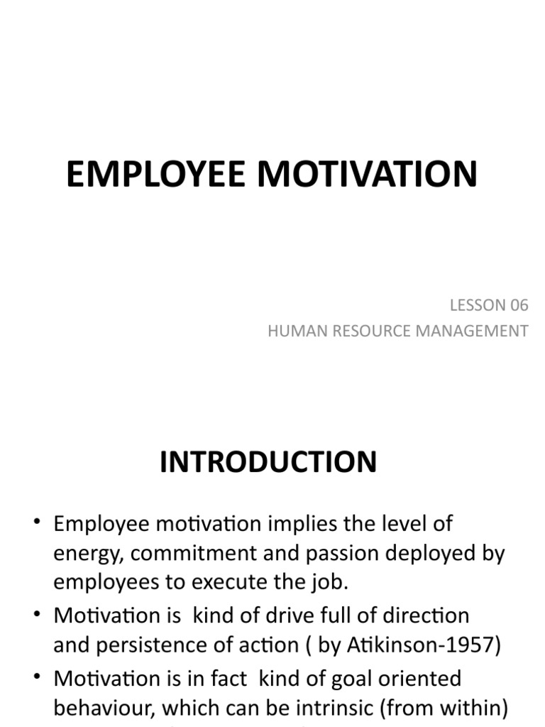 Chapter 06 Employee Motivation PDF Motivational Motivation