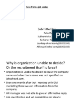 Job seeker note on disorganized recruitment process